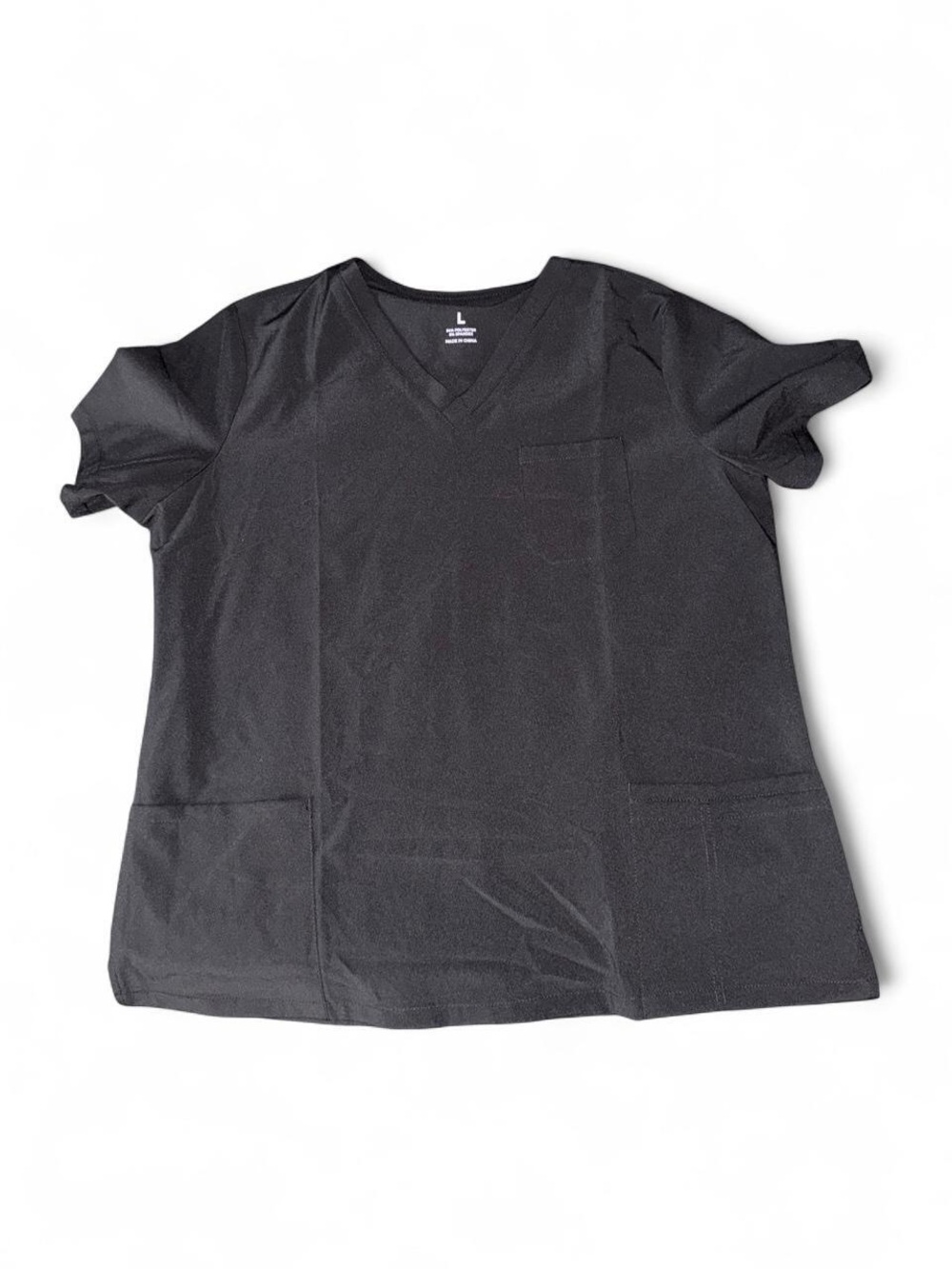 Black V-Neck Scrub Top with Front Pockets
